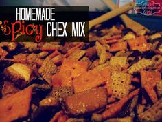 homemade spicy chex mix in a bowl