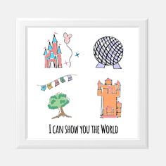 an art print with the words i can show you the world in different colors and shapes