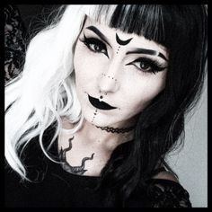 BLACK AND WHITE/ INNAADAA Halloween Face, Face Makeup, Halloween Face Makeup, Black And White, Halloween, Makeup, White, Black, Make Up