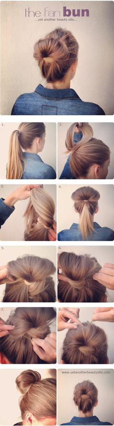 Fan bun Hot Hair Styles, Great Hair, Hair Skin, Messy Bun, Diy Hairstyles