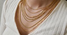 Gold-tone Tarnish Resistant Chain Necklace, Formal Gold Tarnish-resistant Rope Chain Necklace, Gold-plated Rope Chain Necklace, Yellow Gold Stainless Steel Rope Chain Necklace, Gold-tone Brass Necklace With Cable Chain, Tarnished Jewelry, Gold Filled Necklace, Layering Necklace, Pearl Chain