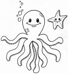 an octopus and starfish coloring pages