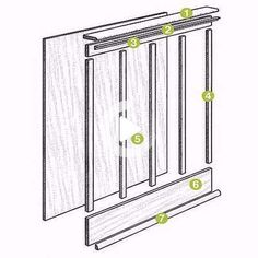 the diagram shows how to install sliding glass doors with wood slats on each side