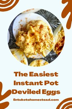 an egg is shown with the words, the fastest instant pot deviled eggs