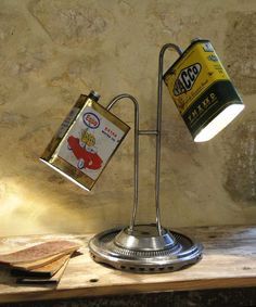 a lamp that is on top of a table