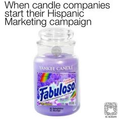 a purple jar with the words fabuloso on it and an image of a rainbow