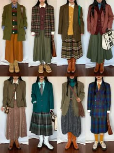 Museum Clothes Aesthetic, Cute Shawl Outfits, Cute Winter Camping Outfits, Long Skirt Coat Outfit, Cool Fall Jackets, Overaccessorized Outfits, Retro Inspired Outfits Vintage Fashion, Clothes Magazine Design, Retro Winter Fashion