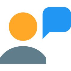 two speech bubbles with an orange and blue one