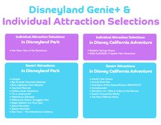 the disneyland genet and individual attraction selections are available in disney california adventure's