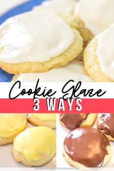 cookies with white icing on top and three ways to bake them