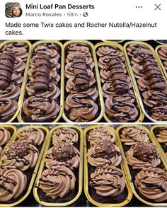 two pictures of chocolate cupcakes in trays