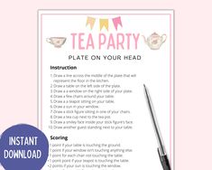 a tea party flyer with the instructions