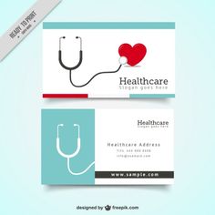 a business card with a stethoscope on it and a heart in the middle