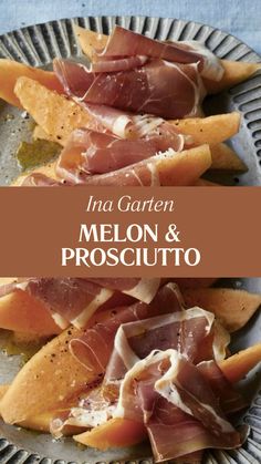 Ina Garten Melon & Prosciutto Ina Garten Recipe, Prosciutto Wrapped Melon, Melon And Prosciutto, Cantaloupe And Prosciutto, Melon And Prosciutto Appetizers, Cantaloupe And Prosciutto Appetizers, Melon Prosciutto Appetizer, Proscuitto Recipe, Prosciutto Melon