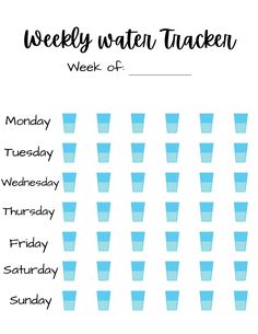 A printable weekly water tracker that can be marked off and followed every day so we can be mindful of how much water we consume throughout the day, let this be the challenge that you drink more of what's on the page. Weekly Water Tracker, Water Tracker Printable, Water Tracker, Printable Kids, Kids Water, Tracker Printable, Free Printable Calendar, Printable Calendar, Printables Kids