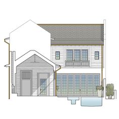 an architectural drawing of a two story house