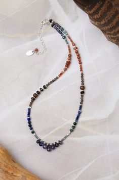 Limited Edition 16-18" Sapphire, Hessonite, Garnet, Lapis Lazuli With Iolite Droplet Briolettes Collage Necklace Floyd Va, Silver Gold Earrings, Silver Gold Necklace, Hessonite Garnet, Beaded Jewelry Patterns, Gold Collection, Jewelry Patterns, Matte Gold, Designer Jewelry