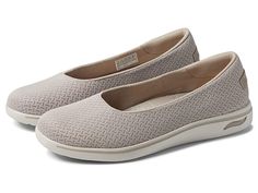 SKECHERS Performance Arch Fit Uplift - Women's Shoes : Taupe : Add some sass to your casual look wearing the classic SKECHERS Performance Arch Fit Uplift footwear. Textile upper. Textile lining and insole. Slip-on closure. Round-toe design. Brand logo on heel counter and bottom outsole. Removable footbed. Synthetic outsole. Imported. Measurements: Heel Height: 1 in Weight: 6 oz Platform Height: 1 2 in Product measurements were taken using size 9, width B - Medium. Please note that measurements m Skechers Shoes Women, Toe Straightener, Skechers Women, Comfort Shoes, Footwear Design Women, Skechers Shoes, Ballet Flat, Ladies Tops Fashion, Vans Classic Slip On Sneaker