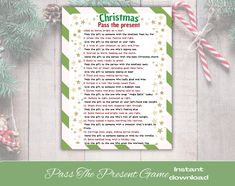 christmas pass the present poem with candy canes