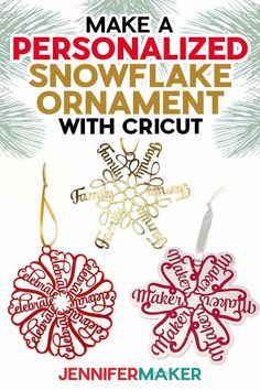 an advertisement for personalized snowflake ornament with cricut designs