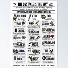 the obstacle is the way poster with instructions on how to do it and where to use it