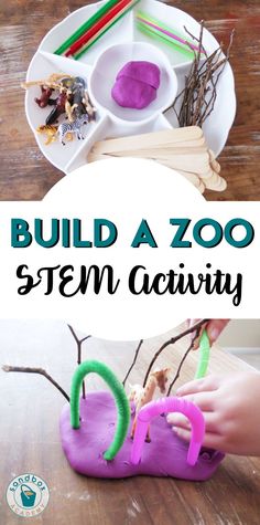 Build A Zoo STEM for Preschoolers | Sandbox Academy  Animal themed STEM activity for your preschool, pre-k, and kindergarten kid. #toddler #toddleractivity #easytoddleractivity #toddleractivities   #preschoolactivities  #homepreschoolactivity #playactivit Stem For Preschoolers, Kindergarten Architecture, Kindergarten Kid, Stem Activities Preschool, Kindergarten Stem