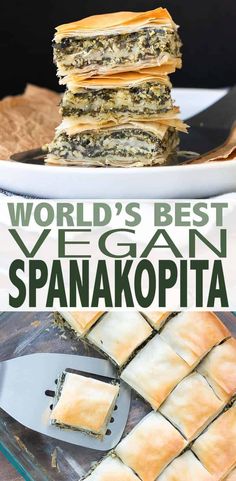 This authentic Greek recipe has gotten a makeover and is better than ever. This vegan spanakopita is hands down the absolute best you've ever had! #veganappetizers #greekrecipes Vegan Spanakopita, Greek Recipe, Vegan Appetizers, Idee Pasto Sano, Vegan Cooking, Vegan Foods, Vegan Life