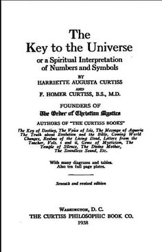 an old book with black and white text on the cover, which reads key to the universe