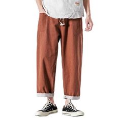 Pokku Pants – Kidoriman Sweatpants Fashion, Japanese Pants, Surf Vintage, Denim Pants Fashion, Pants Male, Sweatpants Style, Jean Vintage, Denim Wear, Red Jeans