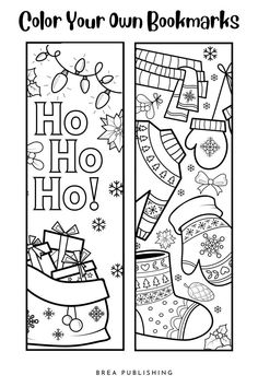 two christmas bookmarks with the words color your own