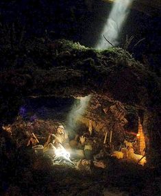 a nativity scene with the birth of jesus