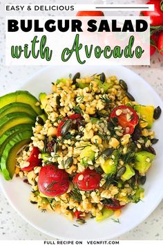 Delicious, refreshing, and packed with various flavors and textures! Bulgur Salad With Avocado is a great side dish or a light lunch idea. This healthy salad is quick and easy to prepare. 🥗💚🌱
Click the pin to check the recipe out or save it for easy salad inspiration. 
Bulgur Wheat Salad | Bulgur Recipes Wheat Salad, Bulgur Recipes, Bulgur Wheat, Salad Inspiration, Bulgur Salad, Vegan Potato Salads, Salad With Avocado, Vegan Brunch