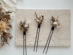 Gorgeous hair pin set for the bride. Set of 3 as pictured. I have used A grade preserved and dried everlasting flowers. The hair pin is 8cm long in black colour. Bronze pin also available. Also taking custom orders for any colour you like me to make. RTS from Sydney. Pick up welcome. ' ❥* INTERNATIONAL CUSTOMERS: Standard international shipping can take 14 days up to 45 days sometimes. Express postage is also available upon request. We CANNOT guarantee its delivery once they leave Australia. Shi Bride Wedding Hair, Wedding Hair Pin, Everlasting Flowers, Pin Hair, Wedding Hair Pins, Christmas Deals, How To Preserve Flowers, Black Colour, Hair Pin