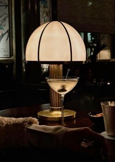 a lamp that is on top of a table