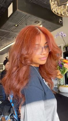 Color Hair For Black Women, Ginger And White Hair Black Women, Natural Hair Curls Black Women, Closure Styles, Dyed Hair Ginger, Red Blowout Hair, Honey Ginger Hair, Ginger Blowout Natural Hair