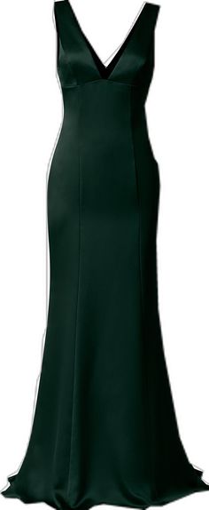 a woman wearing a dark green dress on a white background