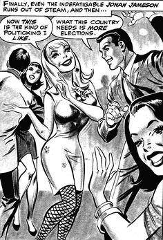 an old comic strip shows a woman in stockings and stockings, surrounded by other people