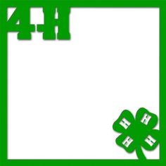 a green frame with four leaf clovers in the center and an h4h symbol above it