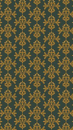 a green background with gold designs on it