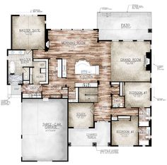 the floor plan for a home with two master suites and an attached living room area