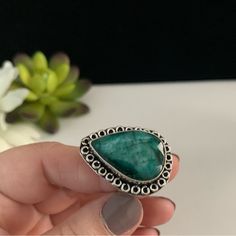 Beautiful Lab Created Emerald Gemstone, Handmade, Antique, Ornate Style, Sterling Silver Plated. Us Ring Size 7.5 Bought For Boutique And Does Not Come In Retail Packaging. ***This Piece Does Not Qualify For Jewelry Bundle Pricing. Thank You For Your Understanding. Check Out My Closet For Other Items: Boho, Bohemian, Festival, Goddess, Date Night, Cocktail, Summer, Spring, Gypsy, Vintage, Southwestern Festival Goddess, Cocktail Summer, Bohemian Festival, Lab Created Emerald, Emerald Gemstone, Retail Packaging, Womens Jewelry Rings, Boho Bohemian, Handmade Ring