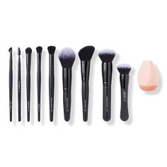 Ten Out of Ten Makeup Brush Kit - TEN OUT OF TEN BRUSH SETIncludesWide Tapered Eyeshadow Brush (1 ct)Wing It Liner Brush (1 ct)Eyebrow Duo Brush (1 ct)Blending Brush (1 ct)Flawless Concealer Brush (1 ct)Pointed Powder Brush (1 ct)Angled Blush Brush (1 ct)Ultimate Blending Brush (1 ct)Putty Primer Brush & Applicator (1 ct)Angled Silicone Face Sponge (1 ct)BenefitsComplete makeup brush set containing 10 of e.l.f.'s mosts popular face & eye brushes for achieving a gorgeous full face and eye lookInc Elf Brushes, Putty Primer, Essential Makeup Brushes, Face Sponge, Complete Makeup, High Shine Lip Gloss, Wing It, Liner Brush, Makeup Brush Kit