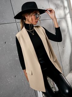 Shawl Neck Vest, Sleeveless Vest Outfit, Sleeveless Blazer Outfit, Duster Outfit, Vest Outfits For Women, Classy Clothing, Getaway Outfit, Style Casual Chic, 2022 Style