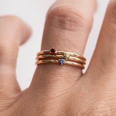 Birthstone Stacker | Rings | Consider the Wldflwrs 4 Stone Family Ring, Stackable Mothers Rings Birthstones, Double Birthstone Ring, Local Eclectic Rings, Mothers Ring Ideas, Birthstone Ring Stack, Birth Stone Rings, 4 Stone Ring, Mothers Ring Stackable