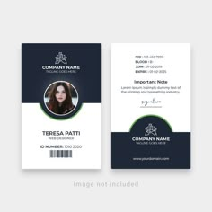 a business card with a photo on the front and back, in dark blue tones