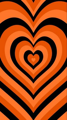 an orange and black heart shaped background