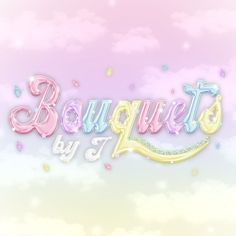 the words banquet by 7 are painted in pastel colors