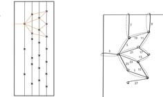 three different views of the same structure, one with lines and dots on it's sides