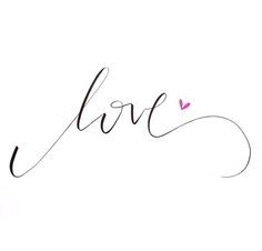 the word love written in cursive writing on a white background