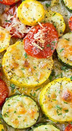 cooked zucchini and tomatoes with parmesan cheese